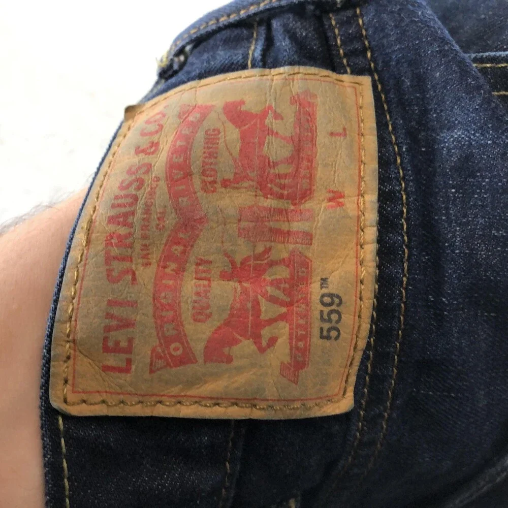 Levis 559 Jeans Mens 50x30 Blue Dark Wash Relaxed Straight Denim Pants Casual